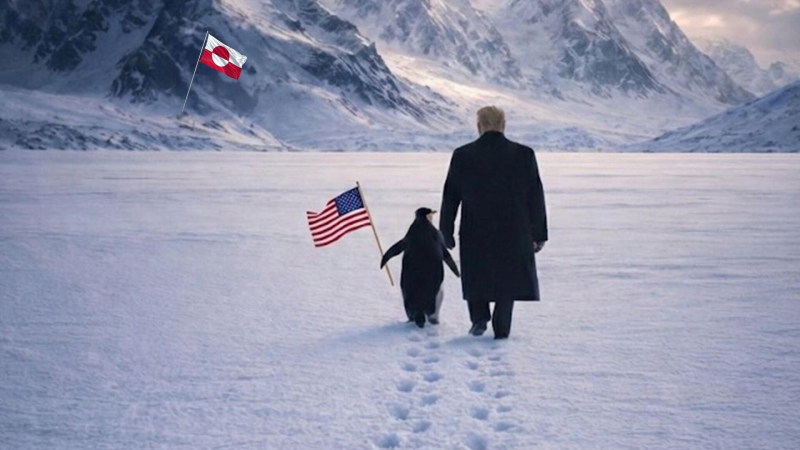 Белый дом выложил фото Трампа с пингвином в Гренландии