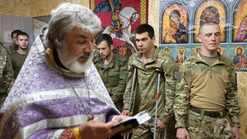 В блиндажном храме бригады "Север" провели рождественское богослужение